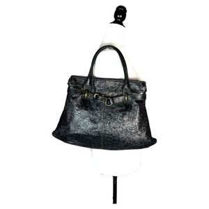 Roberta Gandolfi Made in Italy Black Leather Embossed Shoulder Bag